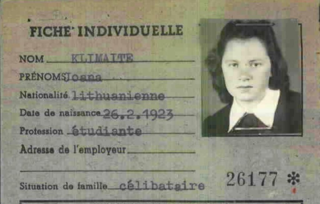 Joana Klimaite’s refugee card.
